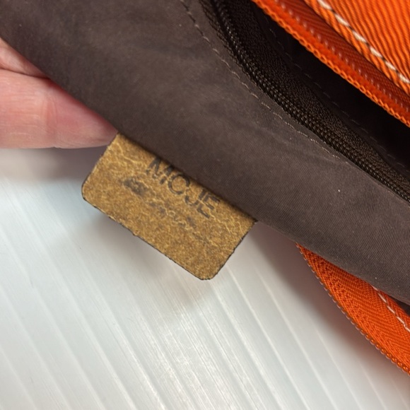 Lancel Paris (MCJE) Nylon Orange shoulder bag with Brown Leather Accents - Picture 10 of 13